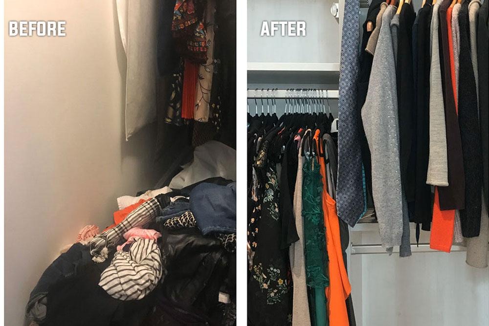 Before and after closet transformation